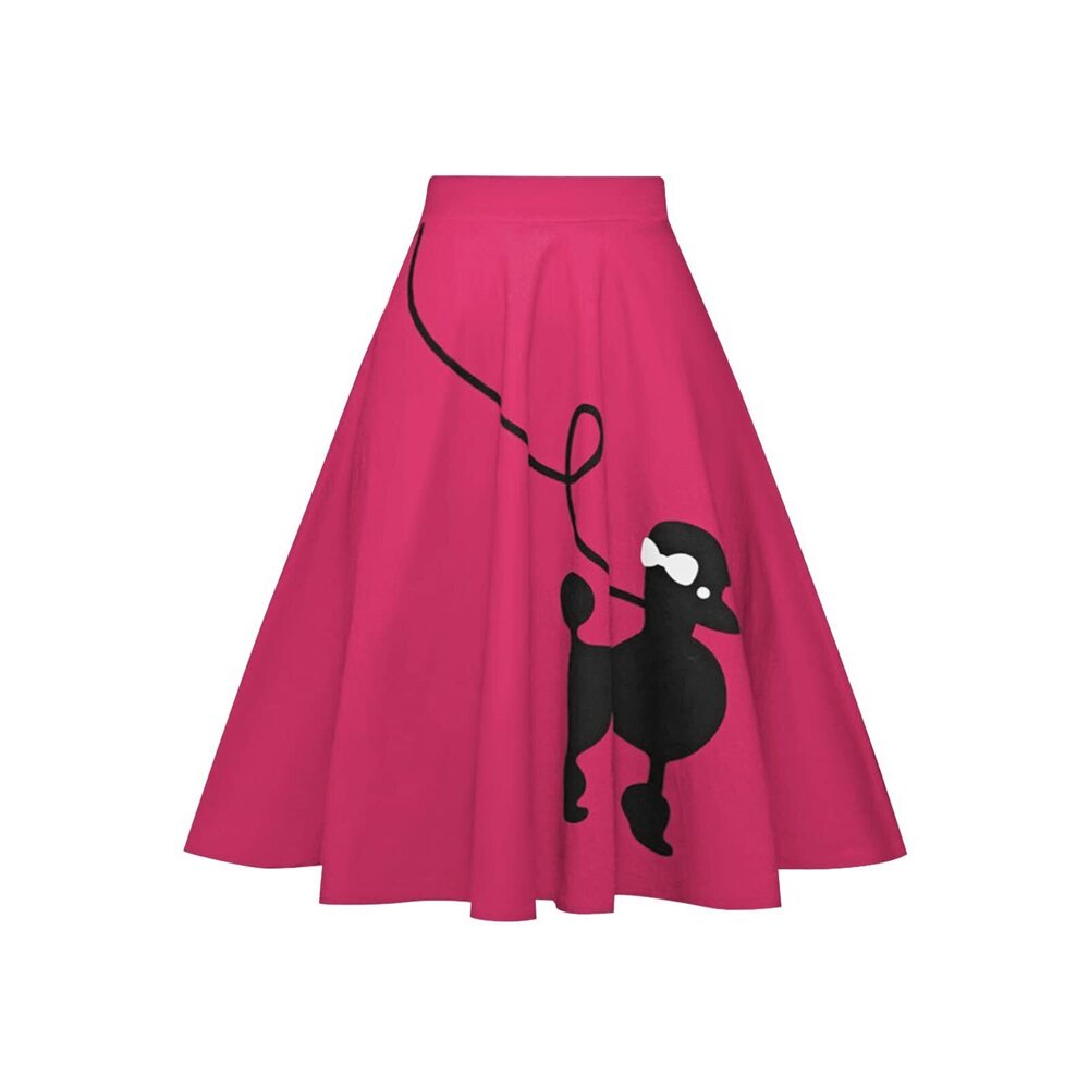 7101 Poodle Skirt 50s Vintage Pleated A-line Zipper Skirts Rose 2XL